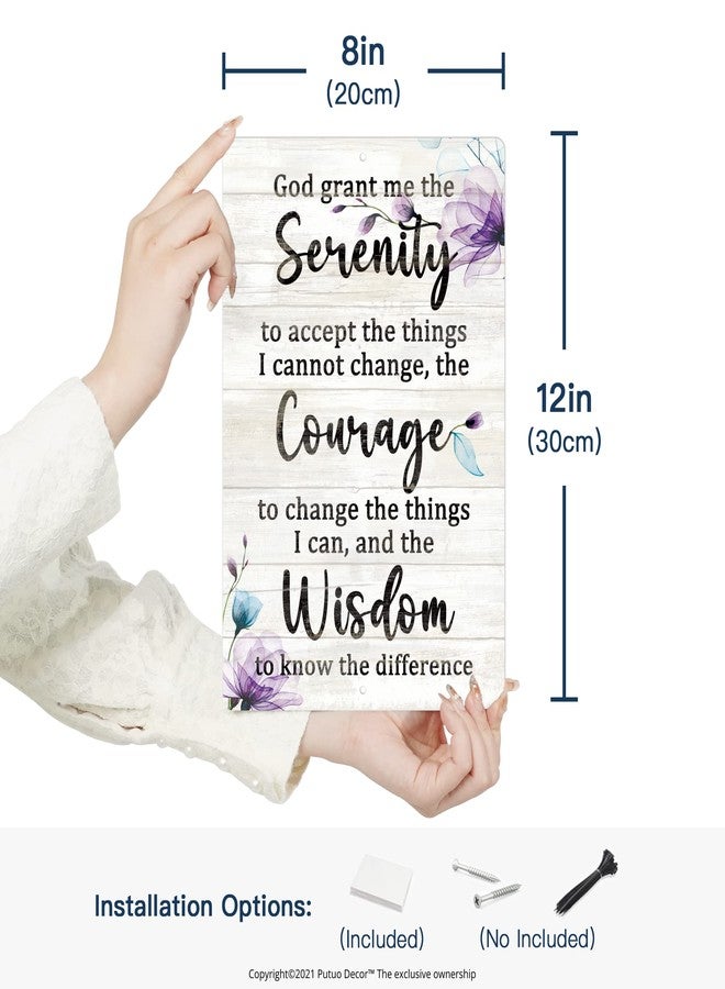Putuo Decor Serenity Prayer Sign, Inspiraional Quotes Christian Wall Art, Gift for Women, 12x8 Inches Metal Sign - Image 2